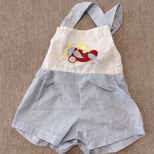 Vintage Cuties by Judy Baby Romper 0 to 6 Months Airplane Pinstripe